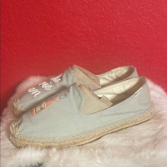 SOLUDOS La Vie En Rose Smoking SLIPPER CHAMBRAY ESPADRILLES SHOES 10! - Picture 4 of 9